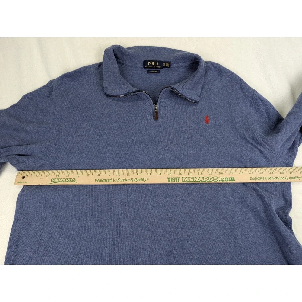 Polo Ralph Lauren Estate Rib 1/4 Zip Men XL Blue Knit Sweatshirt Preppy Dad